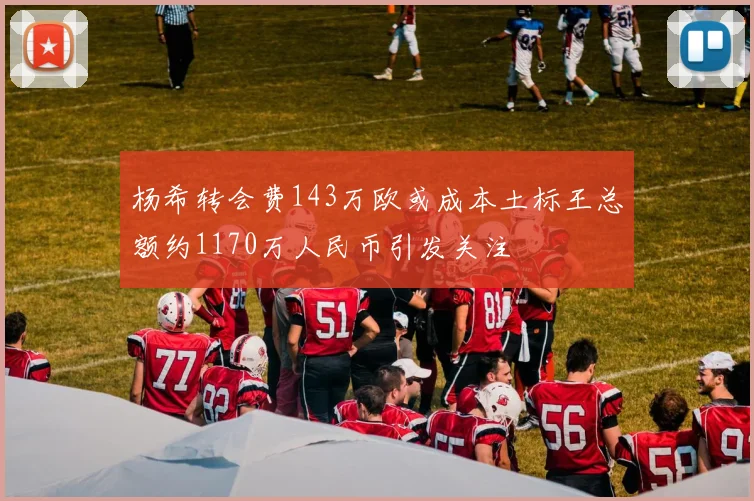 杨希转会费143万欧或成本土标王总额约1170万人民币引发关注